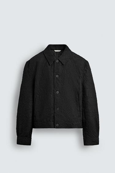 Zara CROCHET TEXTURED JACKET - Black