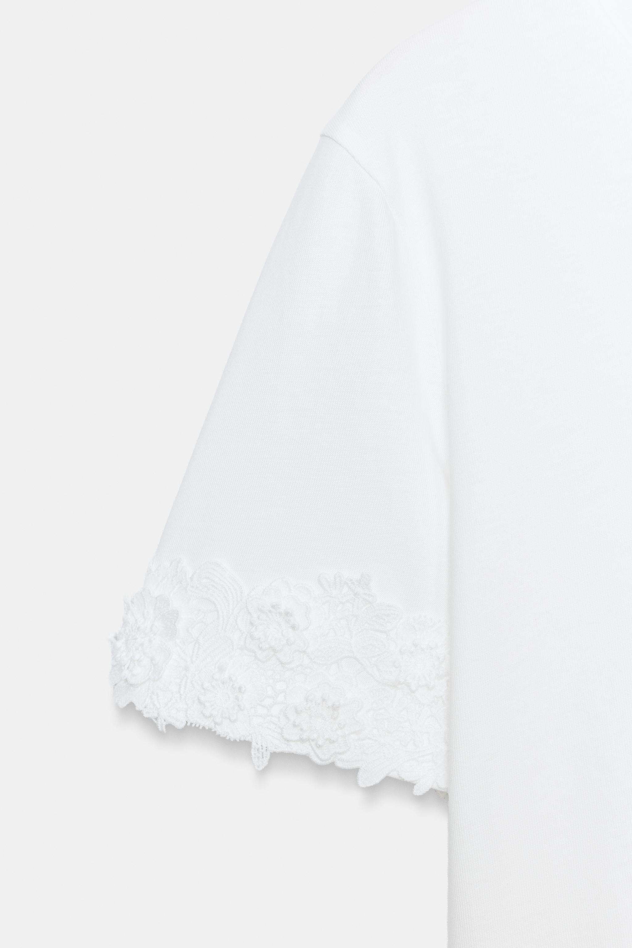 Zara ÇİÇEK İŞLEMELİ T-SHIRT görsel 6