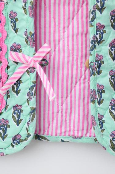 VESTE MATELASSÉE FLEURS ET NŒUDS - Turquoise clair de Zara - Image 4