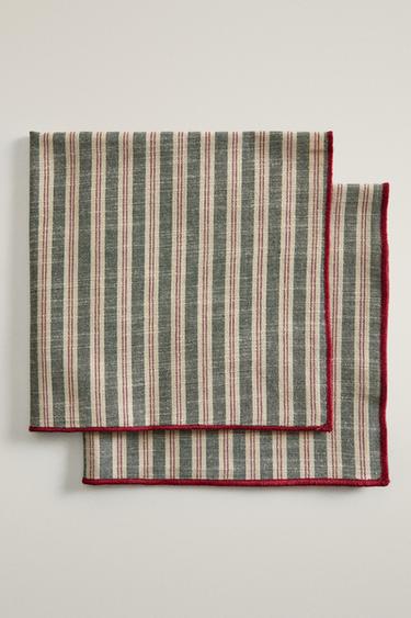 SERVILLETAS ALGODÓN RAYAS NAVIDAD (PACK DE 2) - Verdes de Zara