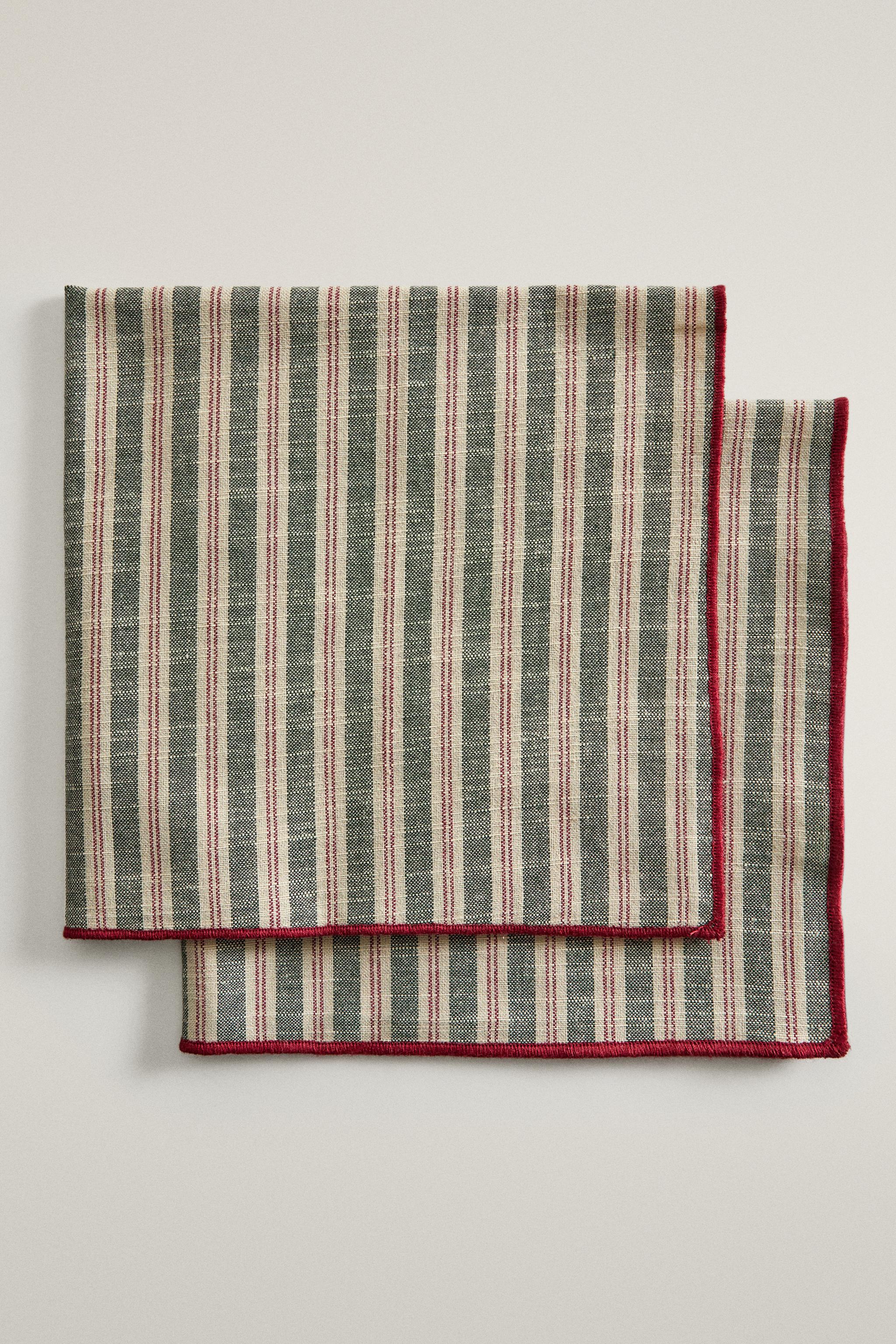 STRIPED CHRISTMAS COTTON NAPKINS (PACK OF 2)