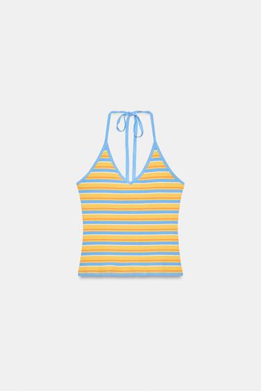 ТОП В ПОЛОСКУ С ГОРЛОВИНОЙ ХАЛТЕР — Разноцветный от Zara