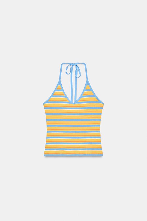 Zara STRIPED HALTER TOP