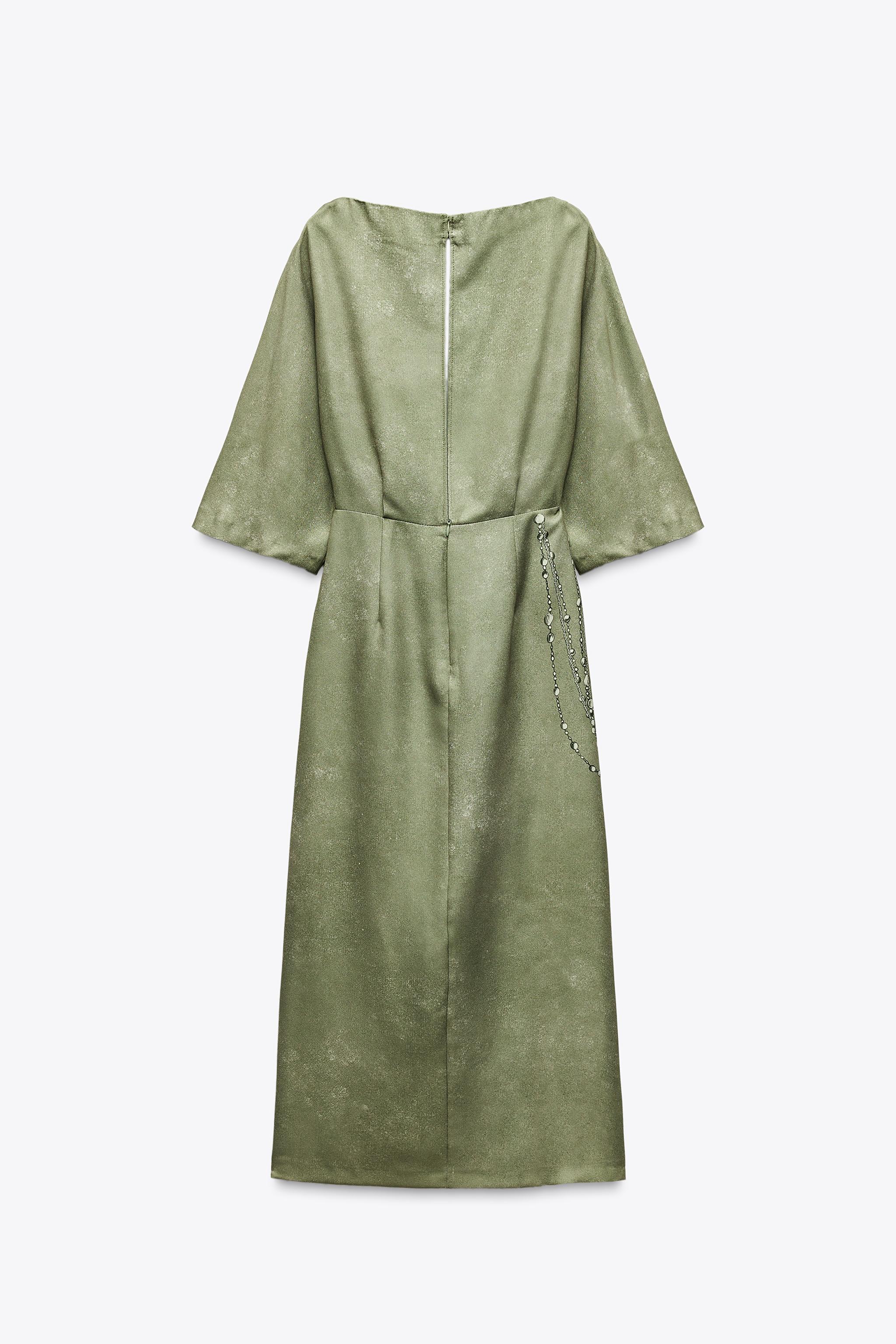 チェーンプリント柄ミディ丈ワンピース - マルチカラ― | ZARA チェーンプリント柄ミディ丈ワンピース - マルチカラ― | ZARA