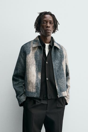 JACQUARD JACK MET ABSTRACTE PRINT - Blauw / Indigo van Zara