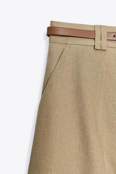 BERMUDA SHORTS WITH BELT IN A LINEN BLEND - Oil by Zara - Image 5