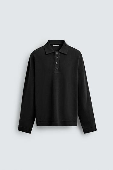 POLO PUNTO ALGODÓN - Negro de Zara