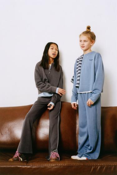 PANTALÓN RIB WIDE LEG CON MODAL - Azul de Zara