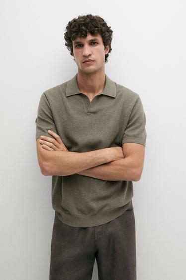 Pull polo maille 100 % coton - Vert moyen de Zara