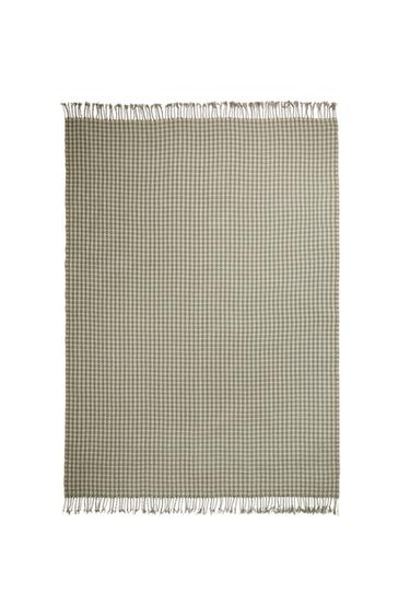 CHECK JACQUARD BLANKET - Green by Zara