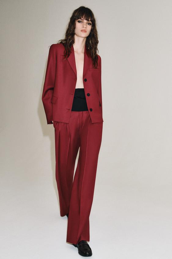 Zara STRAIGHT WOOL BLAZER ZW COLLECTION - Wine - Image 0