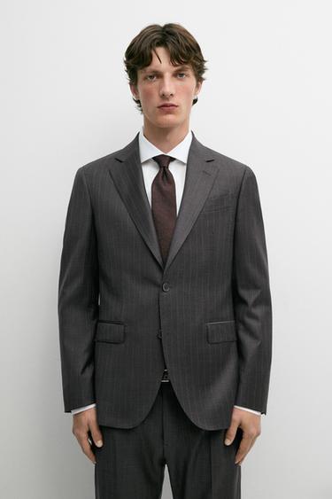 100% wool striped suit blazer — Anthracite Gray 2