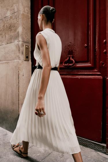 BLOUSE PLISSÉE LISERÉS CONTRASTE - Écru de Zara - Image 2
