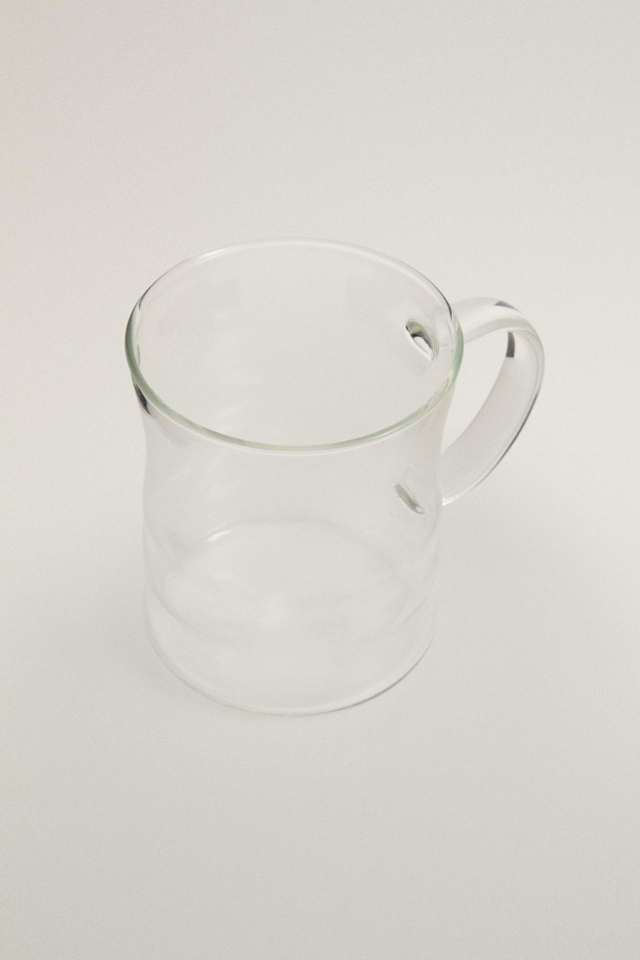 EMBOSSED BOROSILICATE GLASS MUG — Transparent