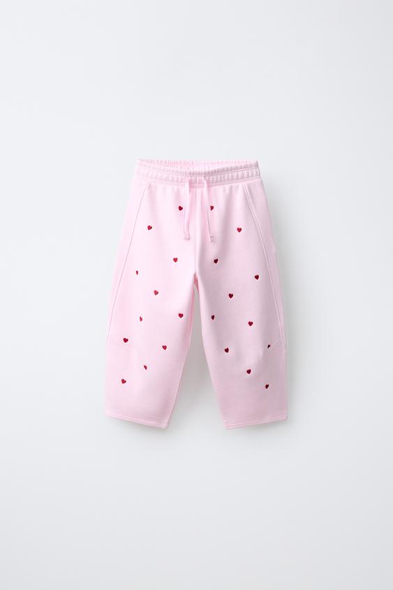 EMBROIDERED HEART BARREL PLUSH TROUSERS - Pink by Zara - Image 0