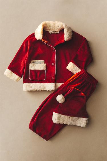 KIDS' CHRISTMAS VELOUR FATHER CHRISTMAS COSTUME - Red by Zara