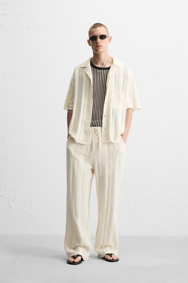OPEN TEXTURED TROUSERS - Ecru by Zara - Image 0