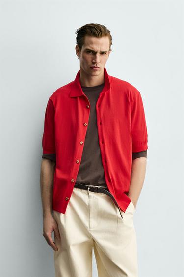 COTTON KNIT SHIRT - Red by Zara