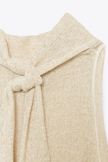 METALLIC THREAD HALTER TOP - Golden by Zara - Image 6