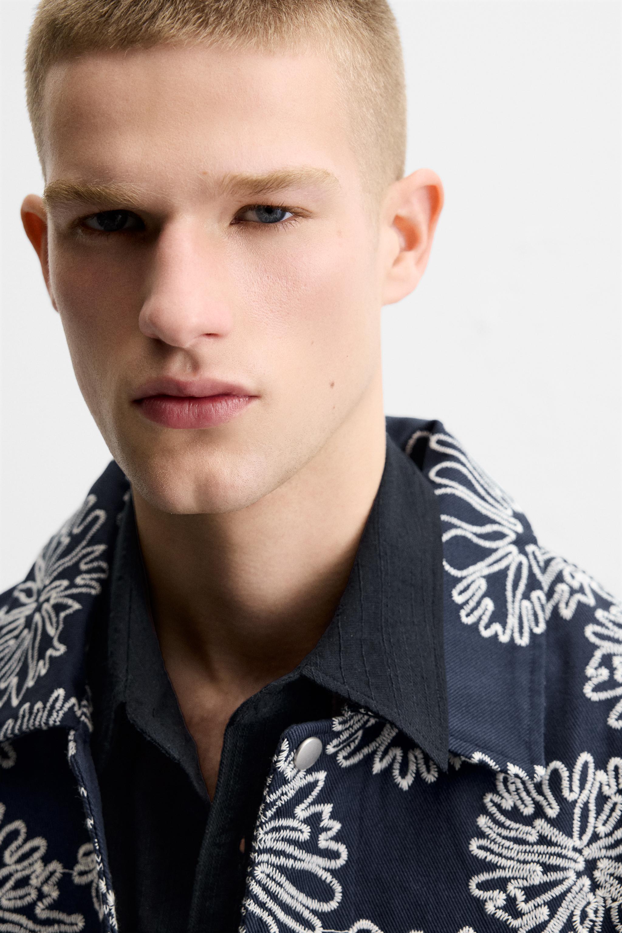 FLORAL EMBROIDERED JACKET - Blue / White | ZARA United States