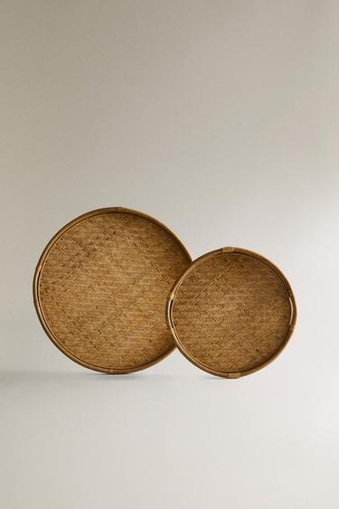 BAMBOO AND RATTAN TRAY - Light beige by Zara - Image 0