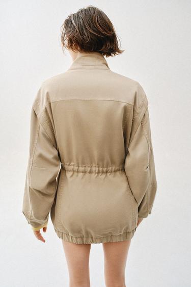 LONG HIGH-COLLAR JACKET - Brown / Taupe by Zara - Image 6
