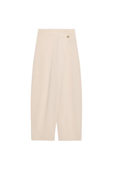 TEXTURED WRAP TROUSERS - Beige by Zara