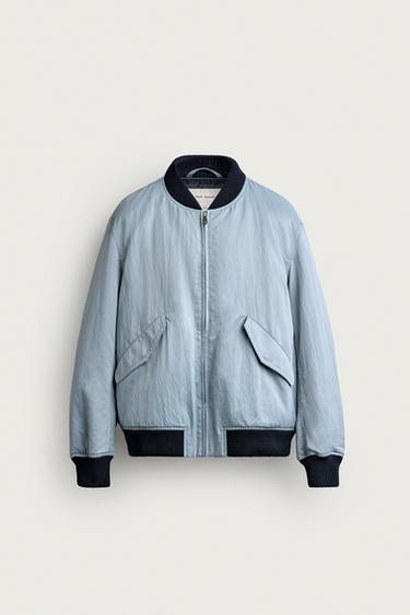 CAZADORA BOMBER CONTRASTE - Azul / Aceiro de Zara
