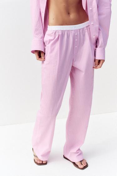 PANTALÓN PIJAMERO BOXER RAYAS - Rosa / Blanco de Zara