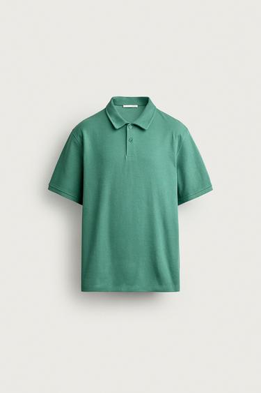 ÁO POLO DÁNG SUÔNG VẢI DỆT - Màu xanh lục đậm từ Zara