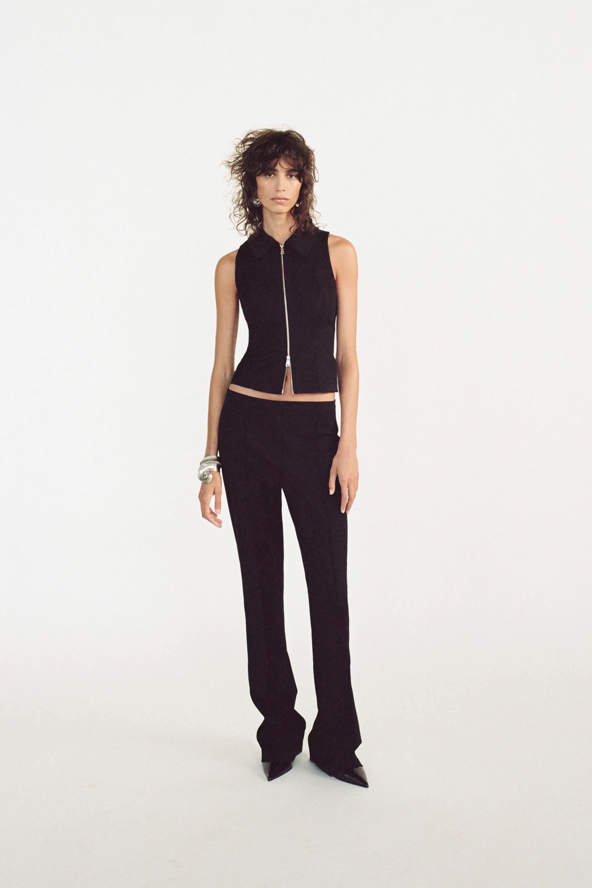 TROUSERS WITH FRONT SEAM - Black