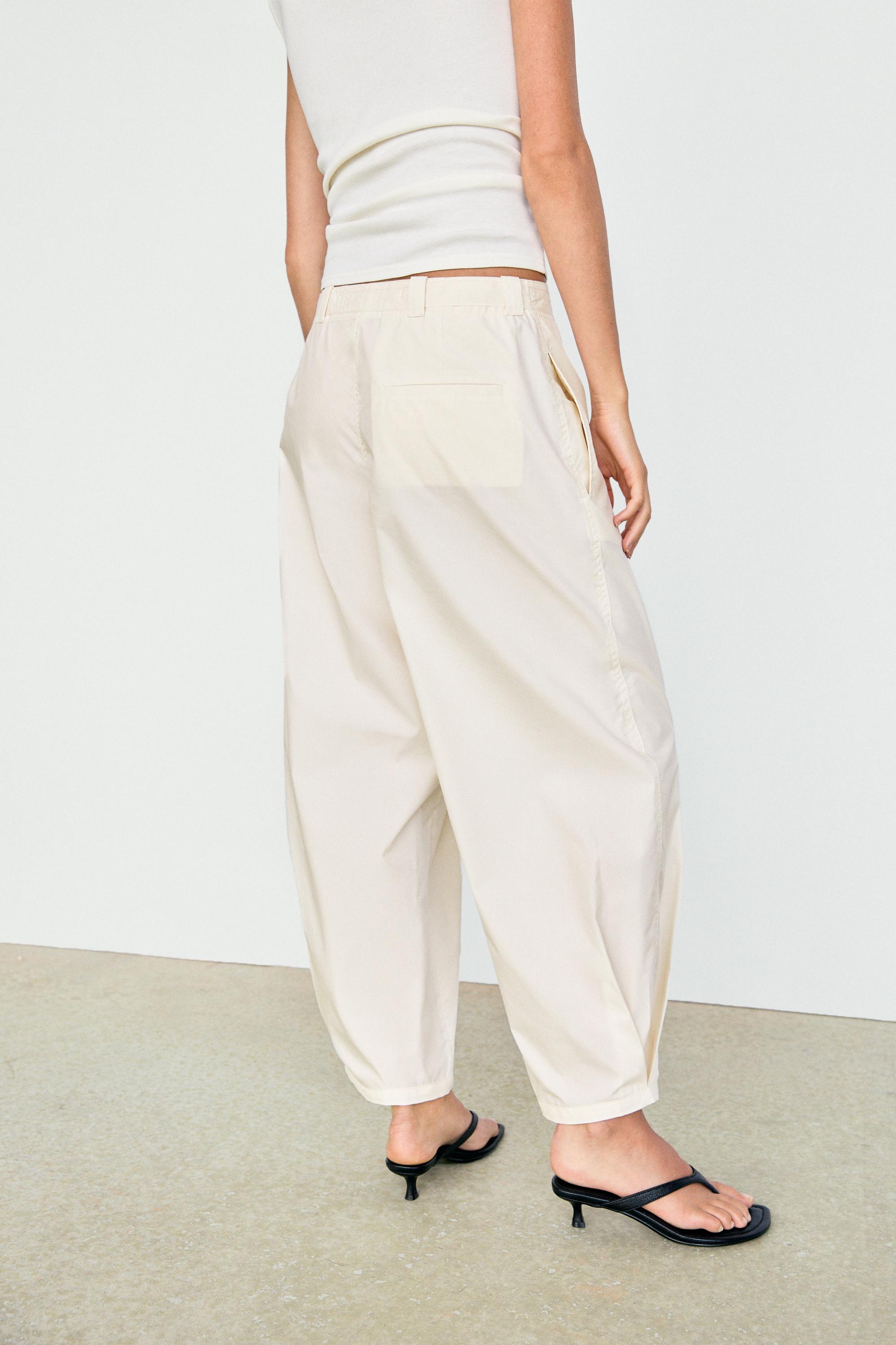 Cotton blend pants with tie detail