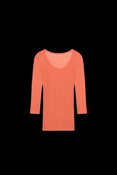 SUPIMA® T-SHIRT MIT 3/4-ÄRMELN - Mandarine von Zara