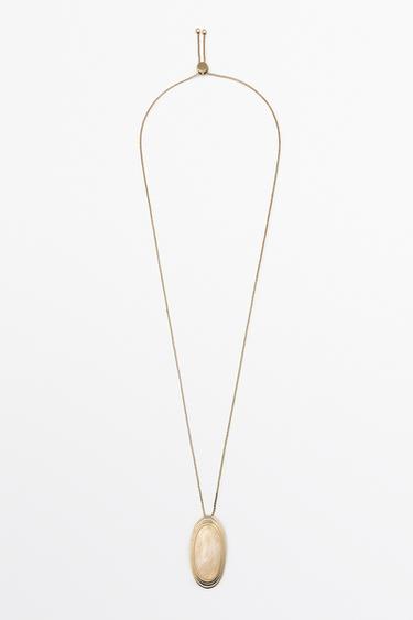 Collier pendentif pierre de quartz ovale - Doré de Zara - Image 0