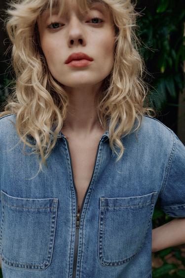 CHEMISE Z1975 EN DENIM À MANCHES COURTES - Bleu moyen de Zara - Image 3