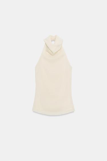FLOWING HALTER TOP - Ecru by Zara - Image 5