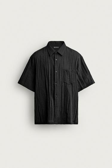Zara RELAXED FIT TEXTURED SHIRT - Black