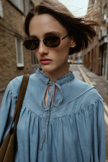 CHEMISE OVERSIZE EN JEAN FLUIDE - Bleu moyen de Zara - Image 2