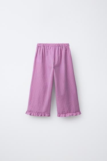 JUPE-CULOTTE RAYURES CŒUR - Lilas de Zara - Image 1