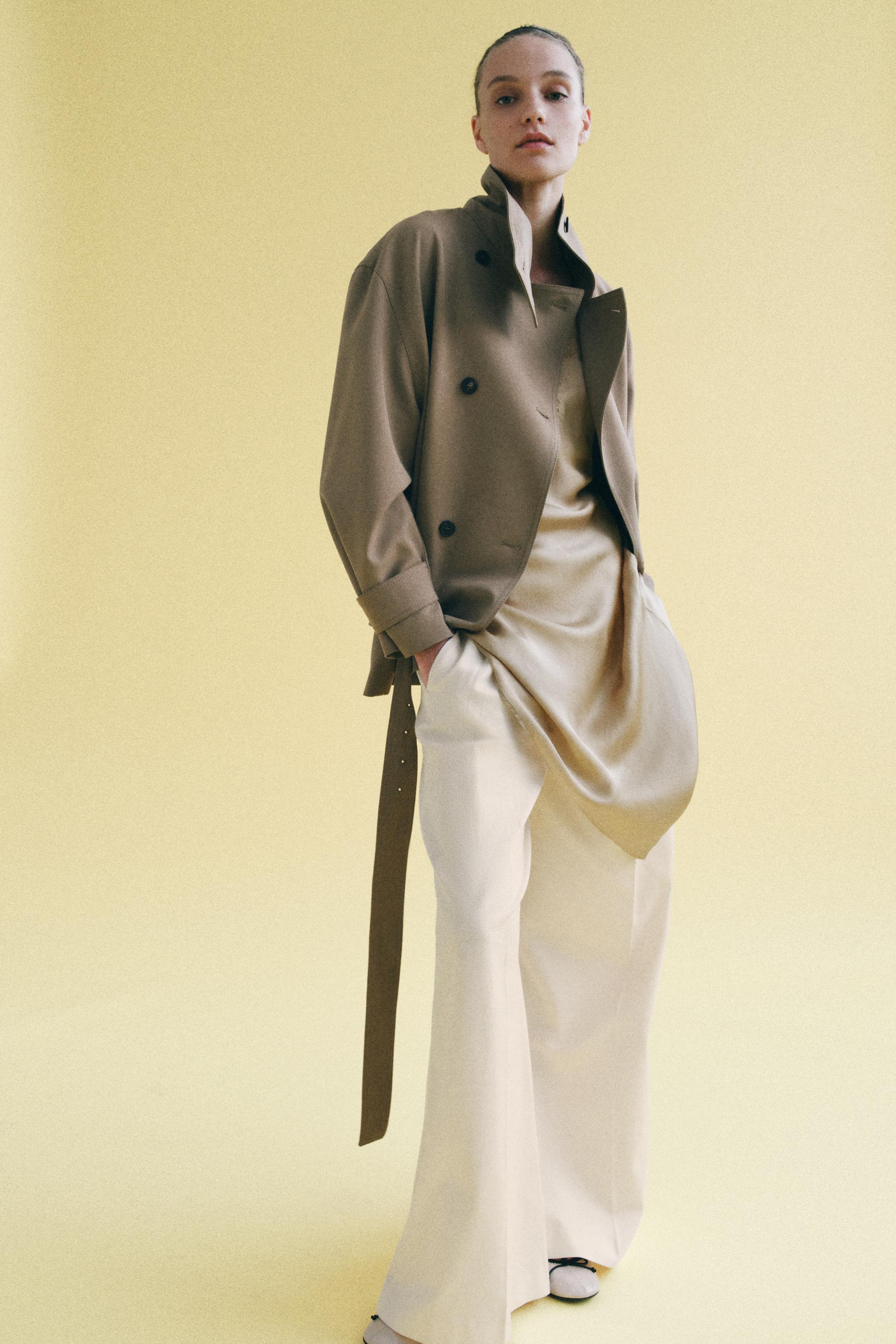 ZW COLLECTION ベルト付きフルイドジャケット - ミンク | ZARA Japan