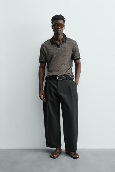 REGULAR FIT TEXTURED POLO SHIRT - Navy marl by Zara - Image 0