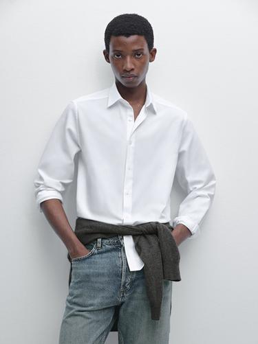 Zara Regular fit textured shirt - White