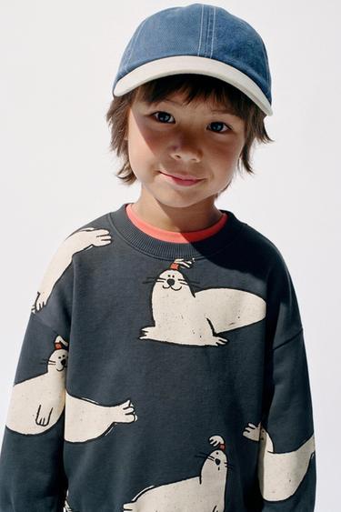 SEAL PRINT SWEATSHIRT AND PANTS JOGGING SET — Dark gray 1