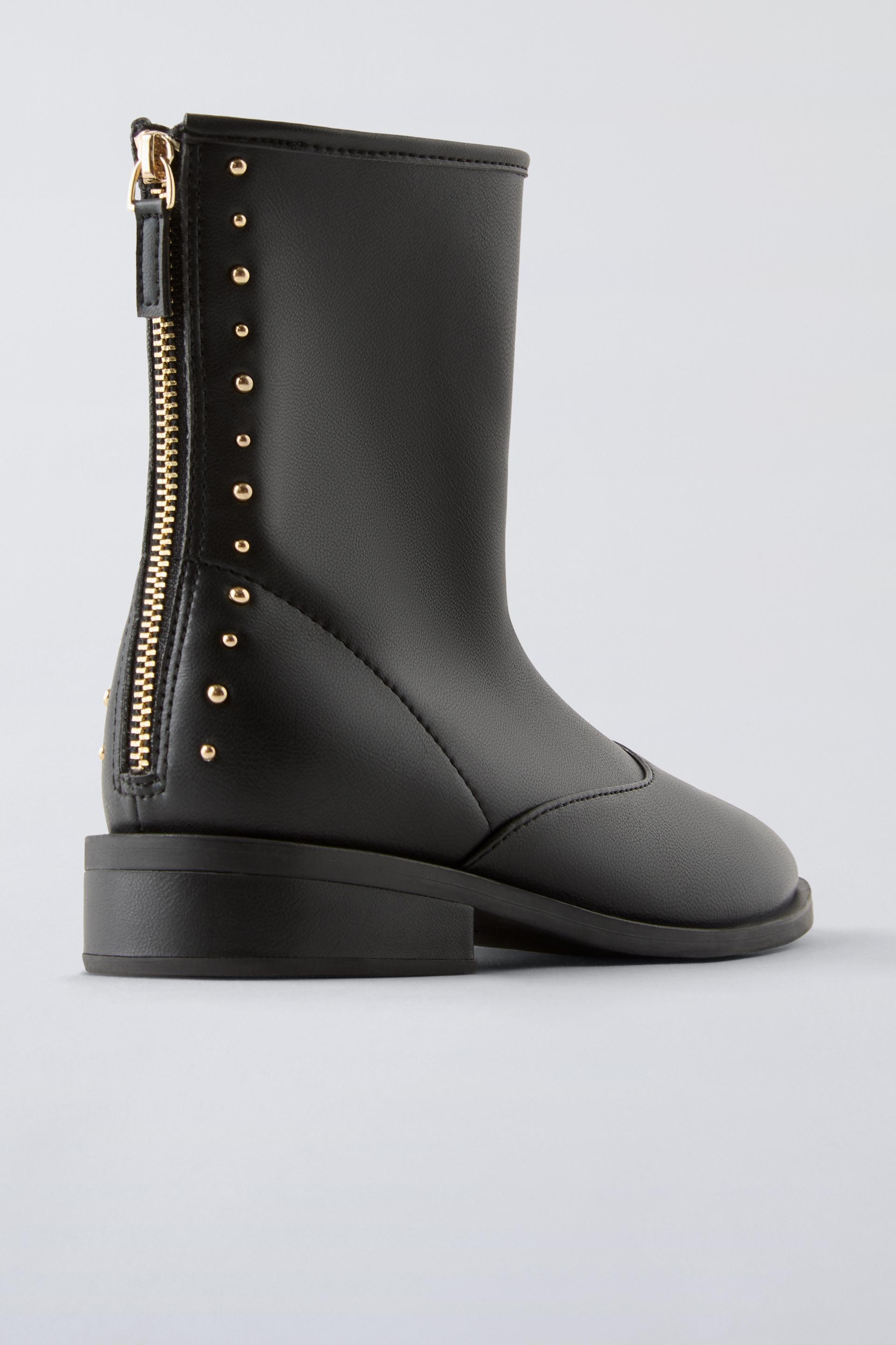 Flat ankle boots with studs zara best sale