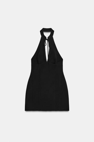 VOLUME MINI HALTER DRESS - Black by Zara