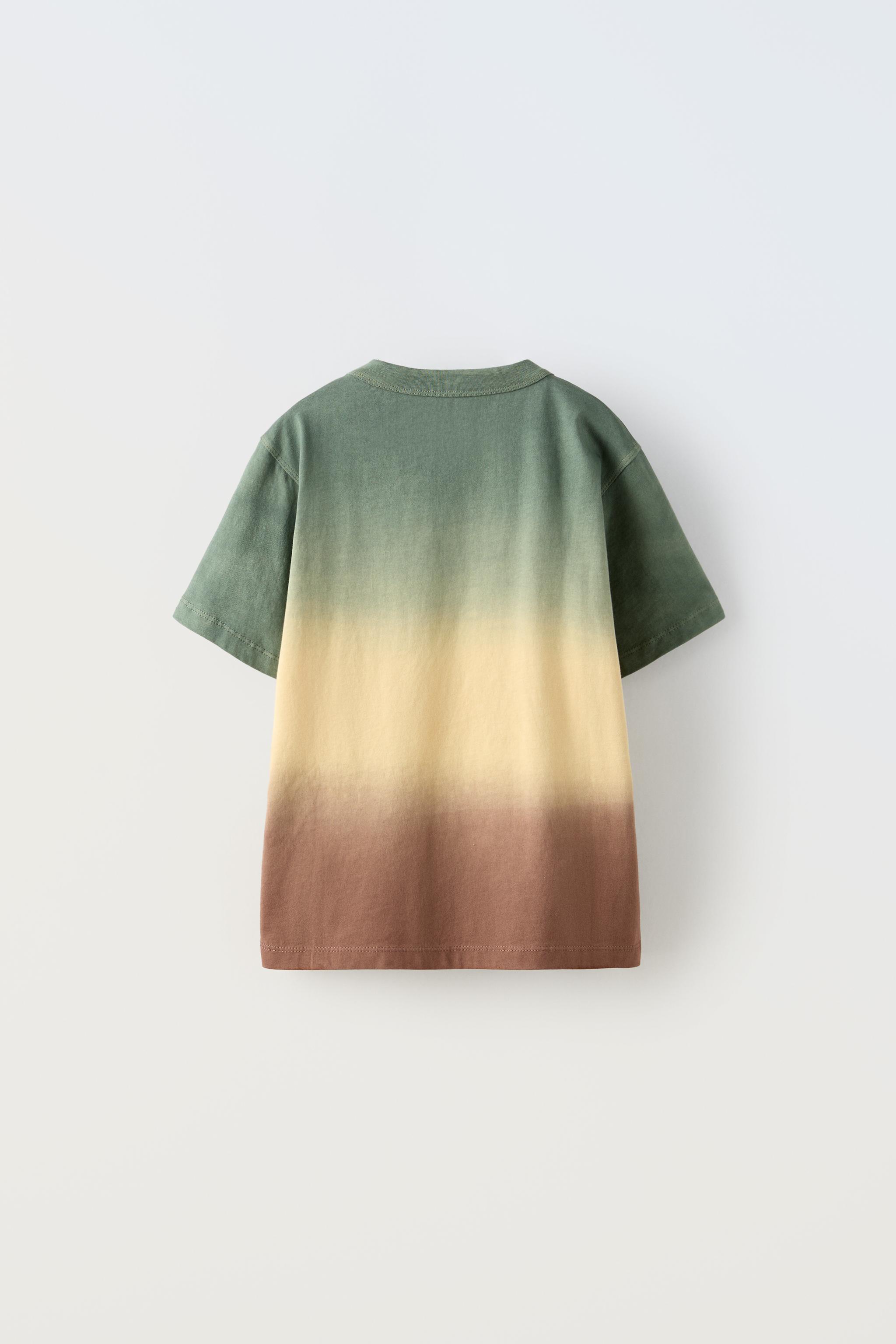 DIP-DYE T-SHIRT WITH SLOGAN - Green | ZARA United Kingdom