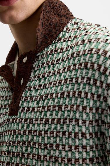 POLO EN MAILLE JACQUARD - Vert de Zara - Image 4