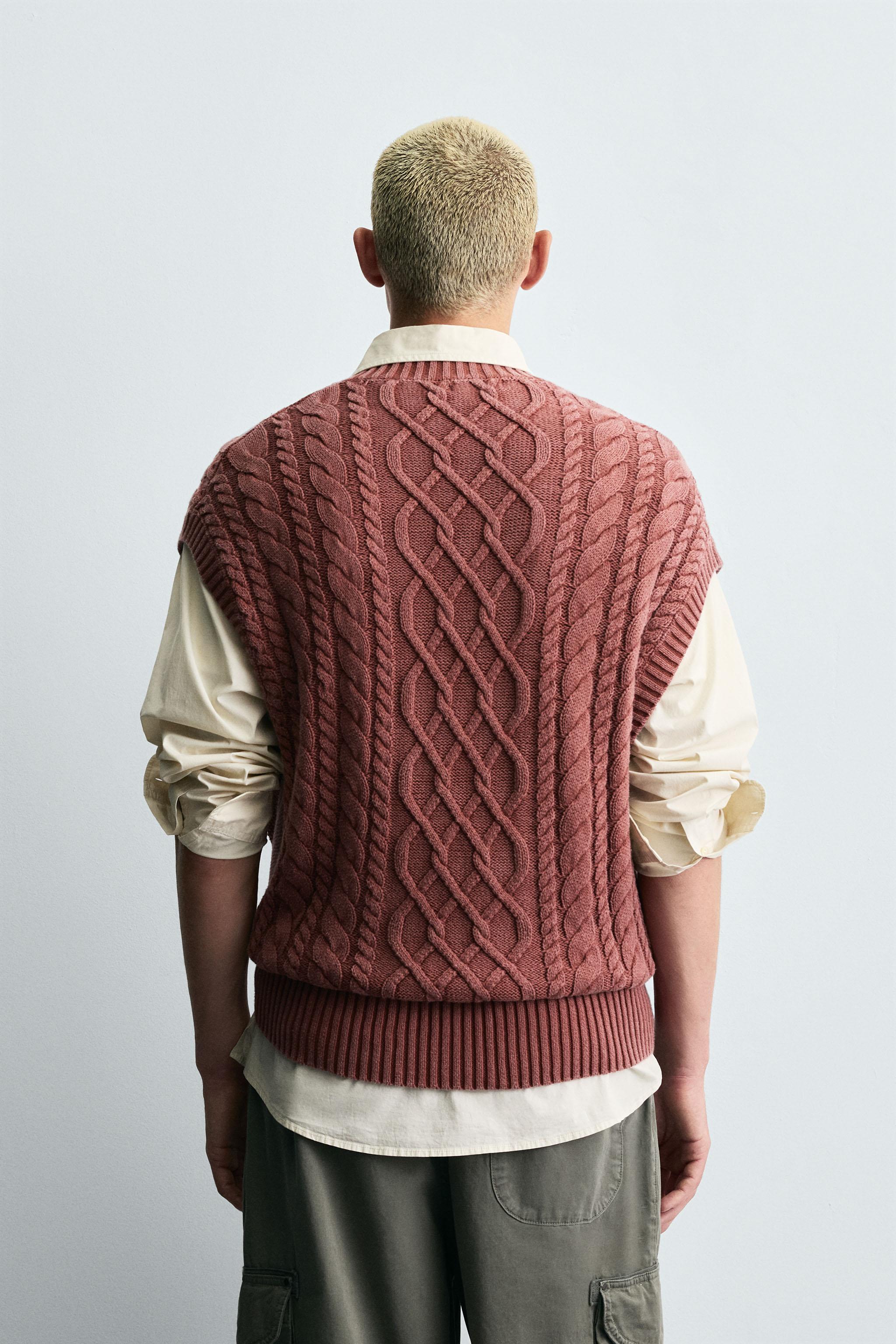 CABLE KNIT TEXTURED VEST - Brick | ZARA Canada