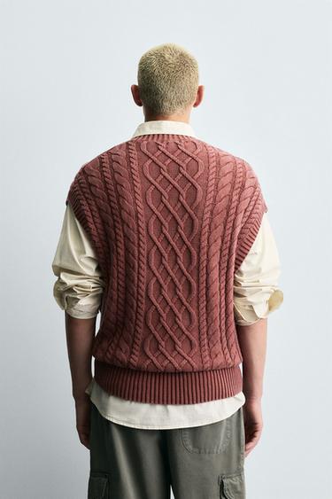 GILET EN MAILLE STRUCTURE TRESSÉE - Tuile de Zara - Image 2