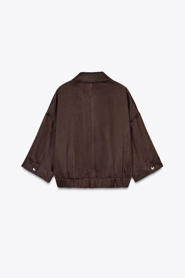 VESTE ZIPPÉE AVEC RAMIE - Marron de Zara - Image 5